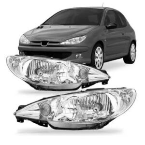 FAROL PEUGEOT 206 2000 A 2010 MASCARA CROMADA LD
