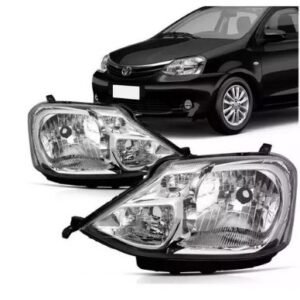 FAROL ETIOS 2013 A 2018 MASCARA CROMADA CARCAÇA PRETA LD