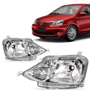 FAROL ETIOS 2013 A 2018 MASCARA CROMADA CARCAÇA CINZA LE