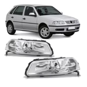 FAROL GOL G3 2000 A 2005 FOCO SIMPLES MASCARA CROMADA LE