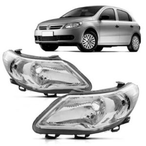 FAROL GOL G5 2009 A 2012 FOCO SIMPLES MASCARA CROMADA LE