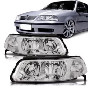FAROL GOL G5 2009 A 2012 FOCO DUPLO MASCARA CROMADA LE